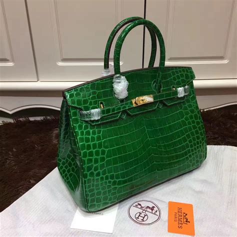 2011 hermes birkin 35 crocodile green vert force palladium harwear|Hermes Birkin crocodile bags.